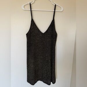 Audrey 3+1 Black Sparkle V-Neck Slip Dress
